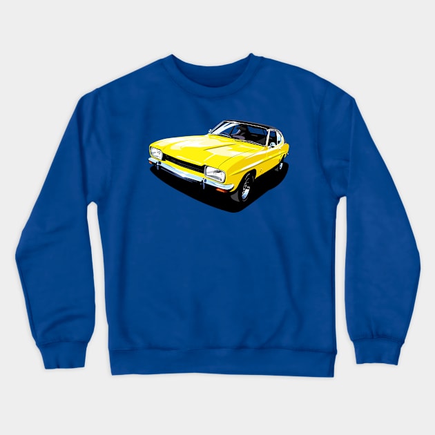 British Ford Capri in yellow Crewneck Sweatshirt by candcretro